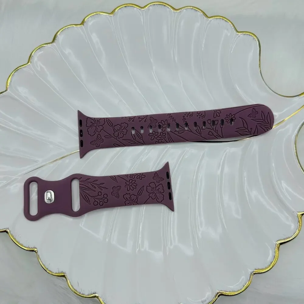 New Floral Design Apple Watch Bands 38mm 40mm 41mm in Violet